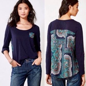 EUC Anthropologie Paper Locket Pleated Paisley Accordion Top Size Small